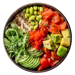 Поке на киноа с лососем