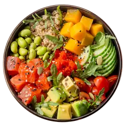 Поке фреш на салатной подушке с лососем