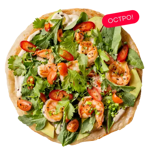 Роти с креветкой, миксом салата и трюфельным соусом